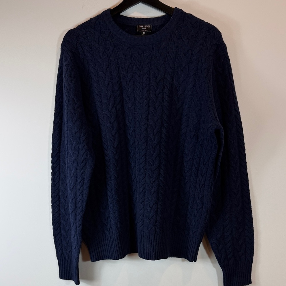 Todd Snyder Navy Cable-Knit Crewneck Sweater